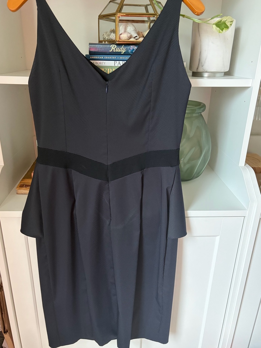 Piazza Sempione Black V-Neck Peplum Midi Dress